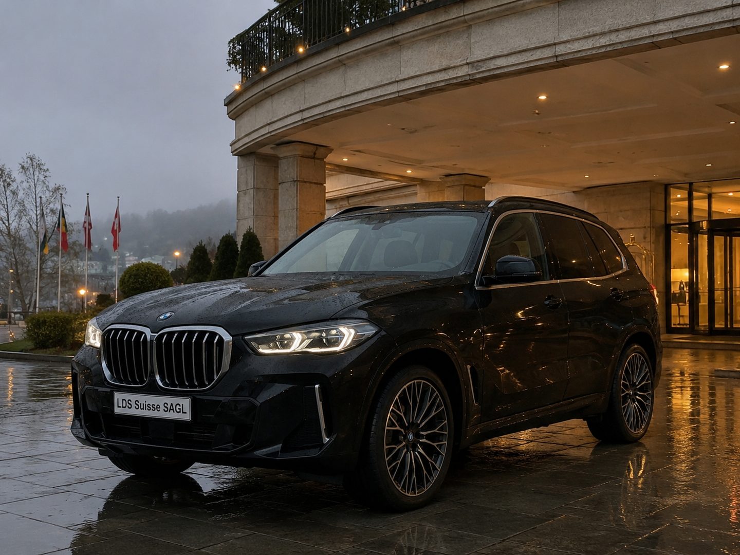 BMW X5 under a portico